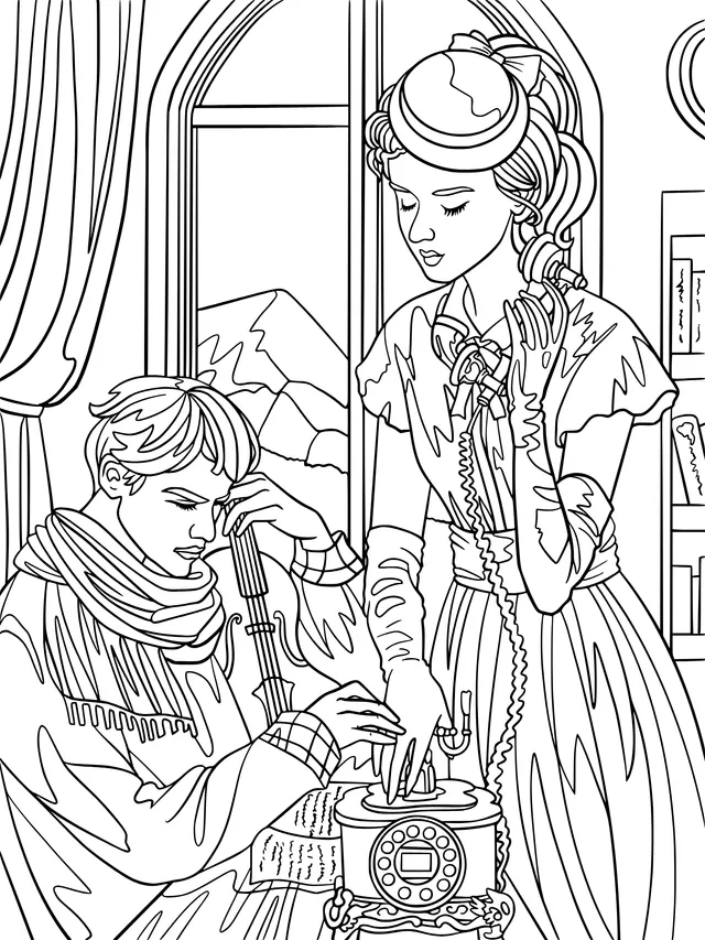 Telephone scene in a vintage room