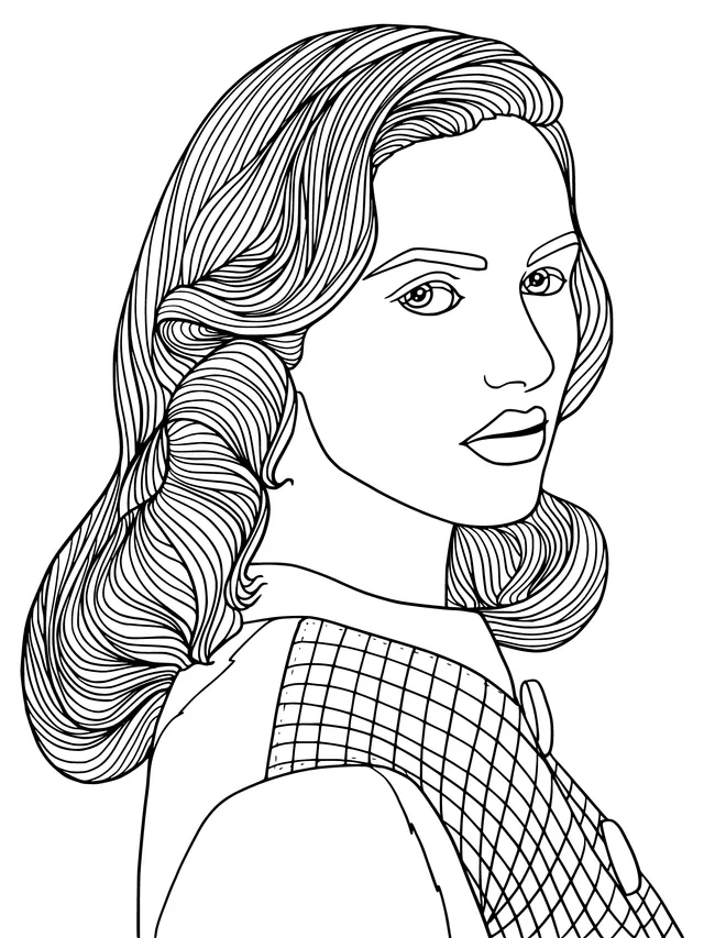 Illustration of a woman with blue - hair