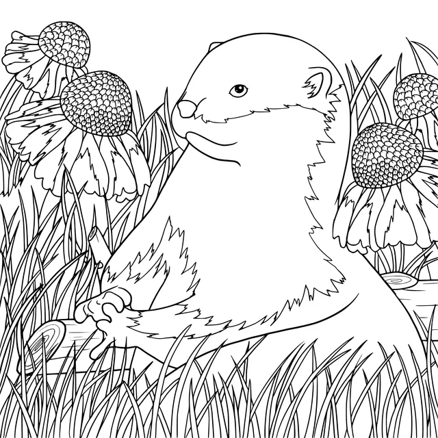 Otter in the Flower Bed