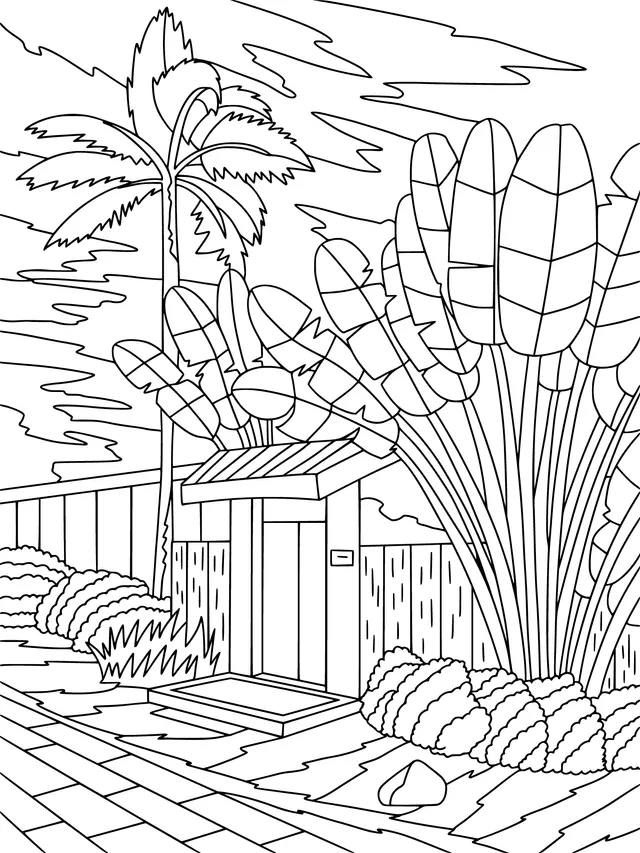 Tropical Courtyard Scene