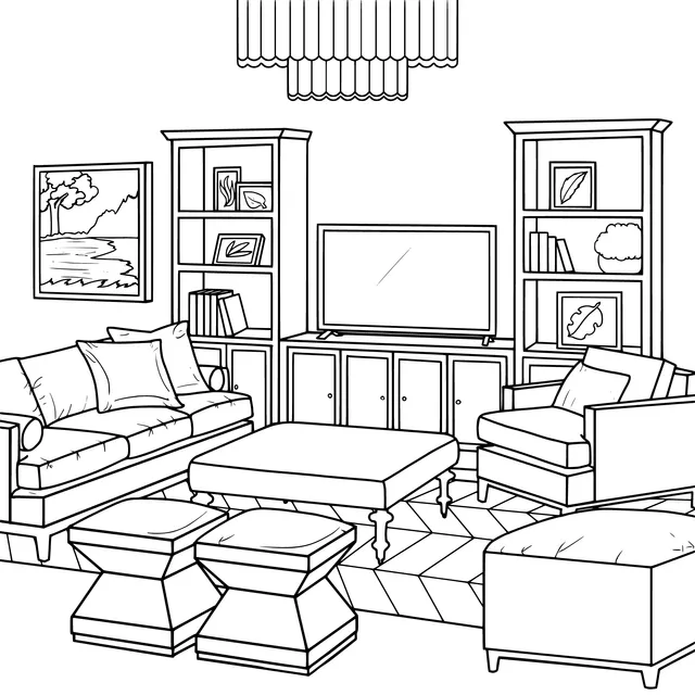 A living - room in emerald green tones