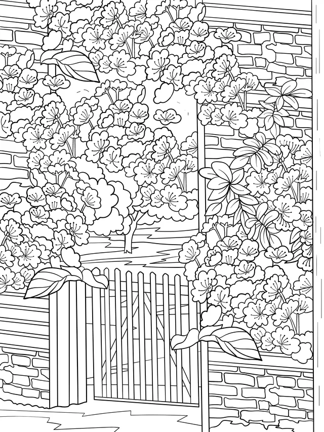 Gate Surrounded by Blooming Flowers