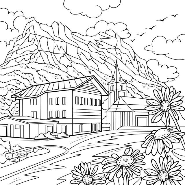 Scenery of a Mountain Town