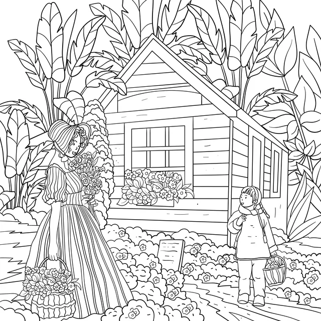 Mother and Daughter in the Garden