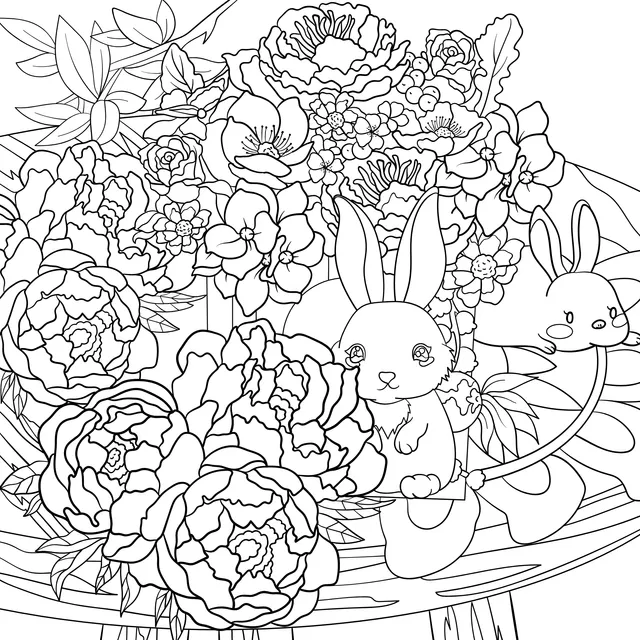 Adorable Combination of Flowers and Rabbits