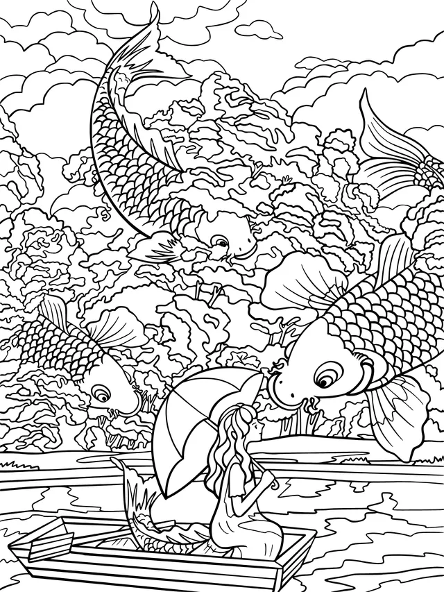 A Girl's Magical Encounter with Koi Fish