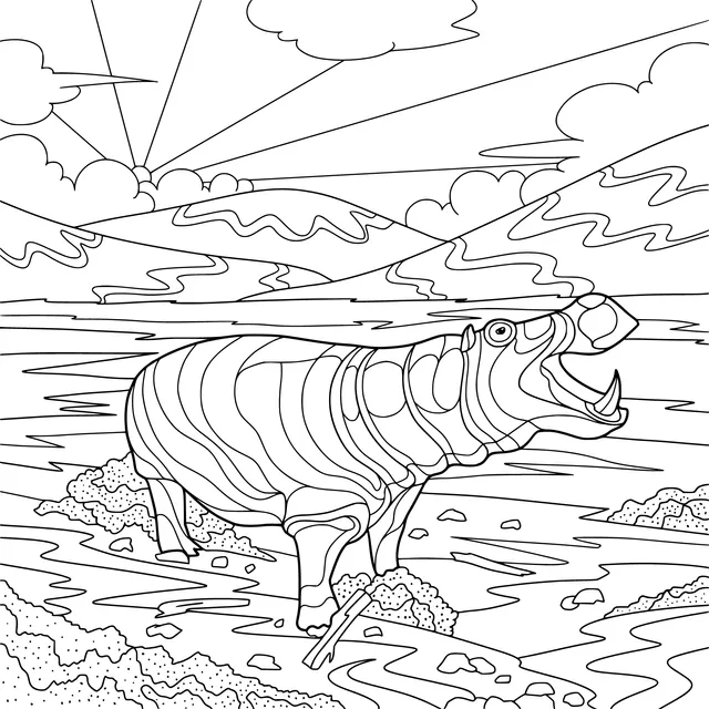 Hippo by the riverside
