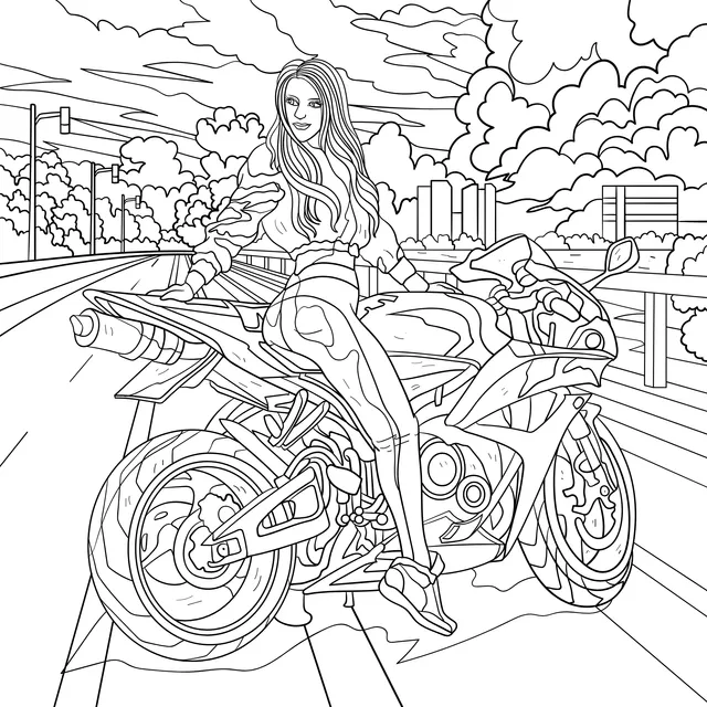 Woman Riding a Motorcycle