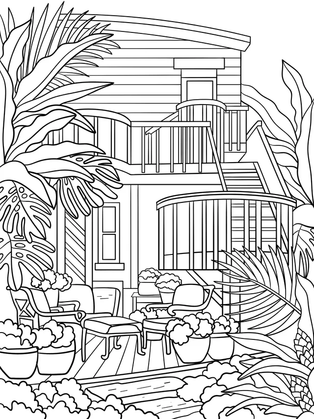 Cozy Cottage Surrounded by Tropical Plants