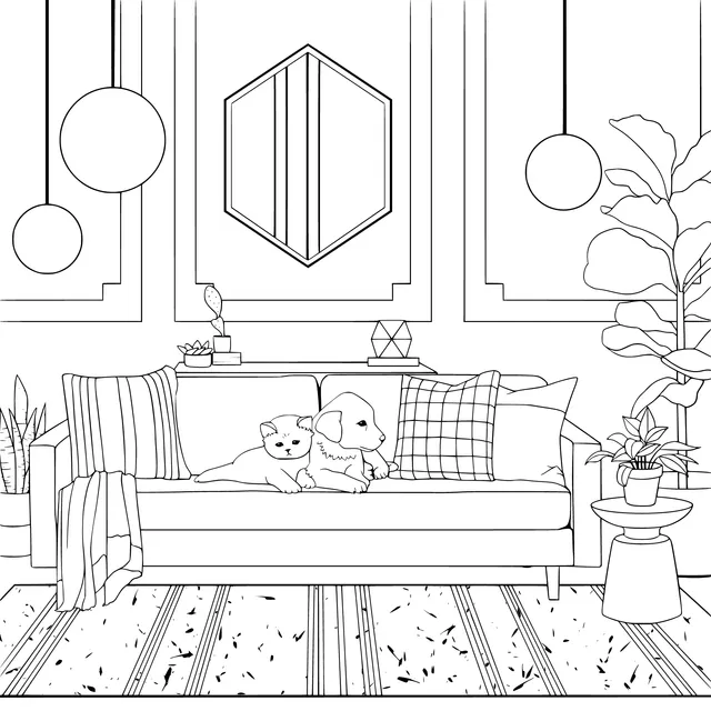 Cats and Dogs on the Cozy Sofa