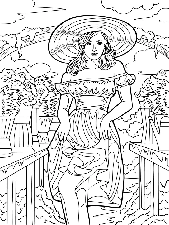 Fashionable Lady in the Garden