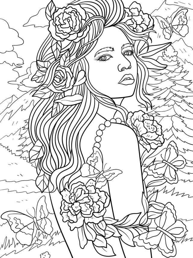 Beautiful Woman in the Flower丛