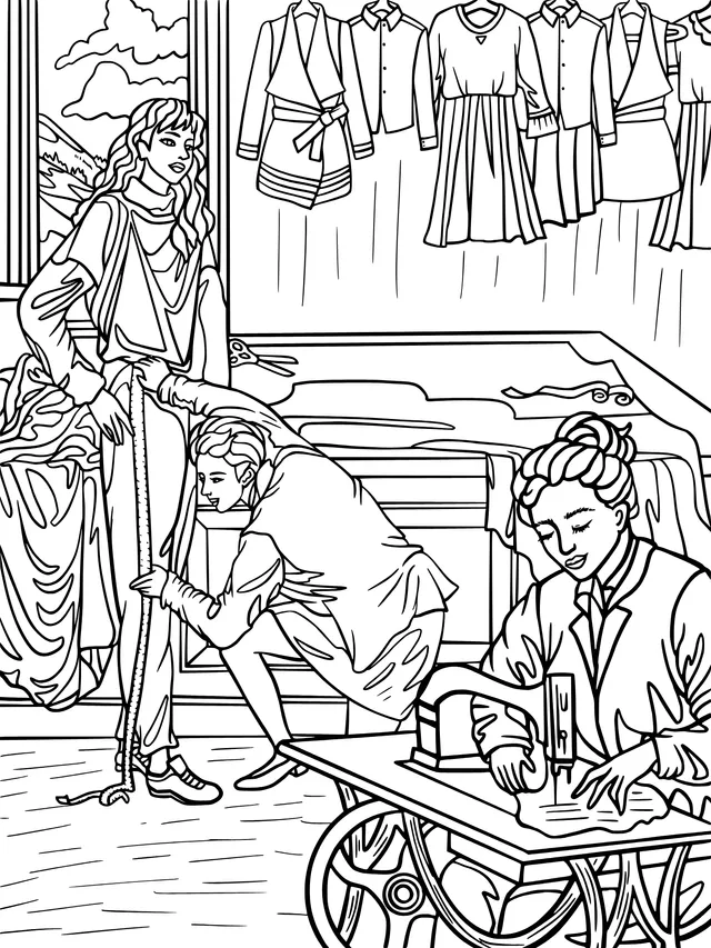 Work scene in a tailor - shop