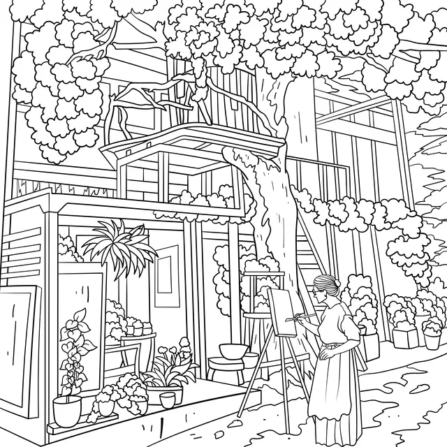 Painting Time by the Tree - house