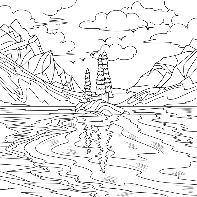 Beautiful Scenery of Mountains, Waters and Lakeside