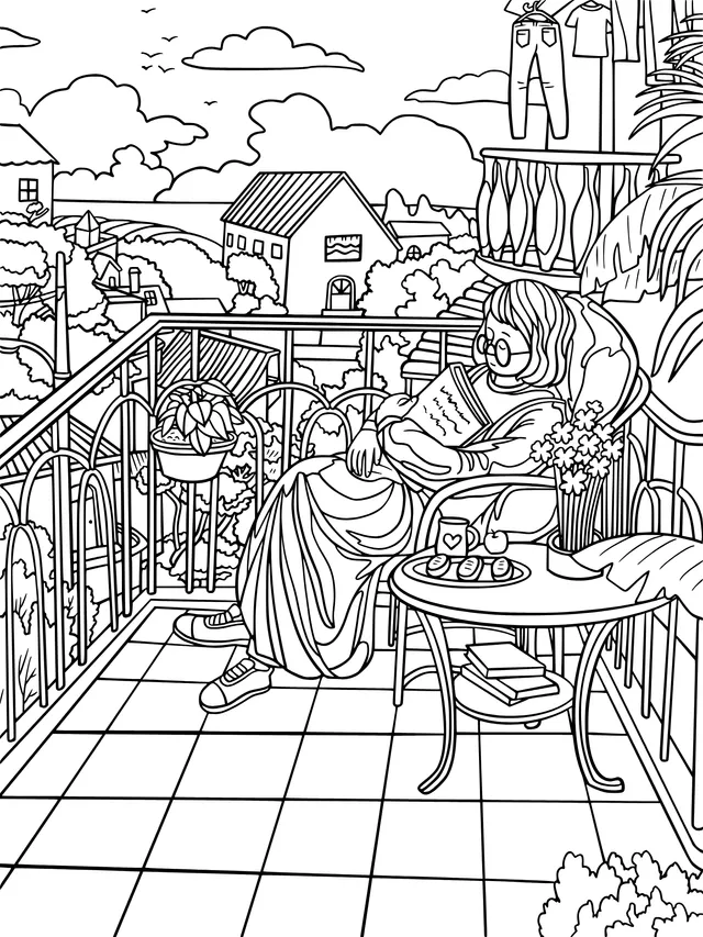 Leisurely reading time on the balcony