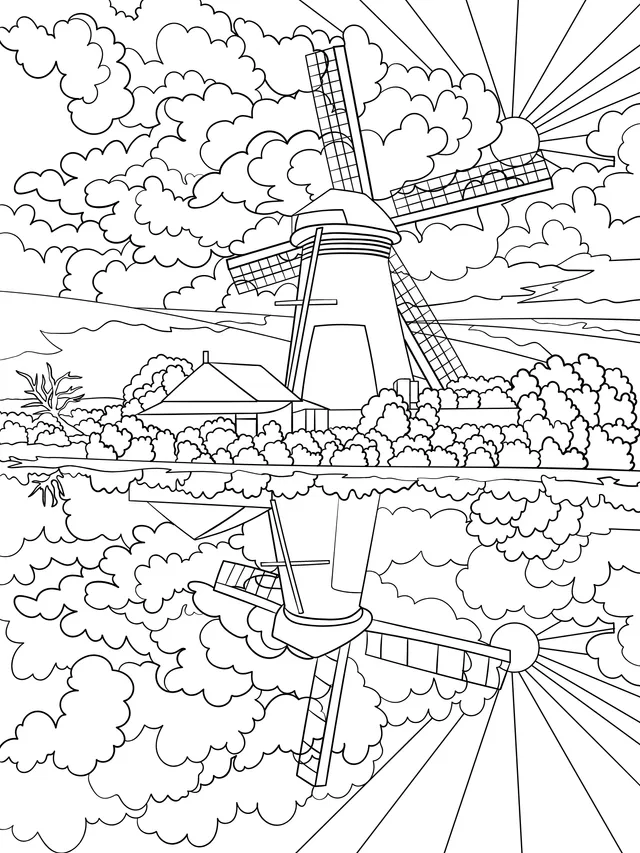 Dreamy Windmill Landscape