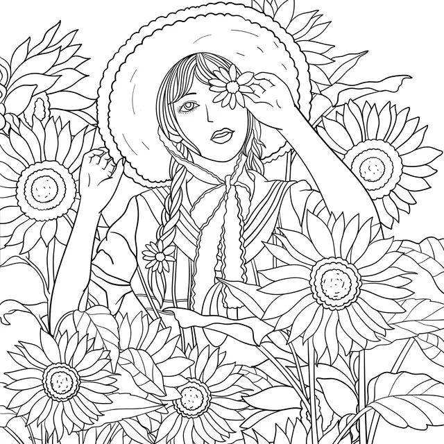 Girl in a sunflower field