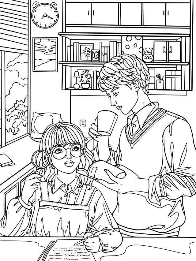 Indoor study - mutual - assistance scene