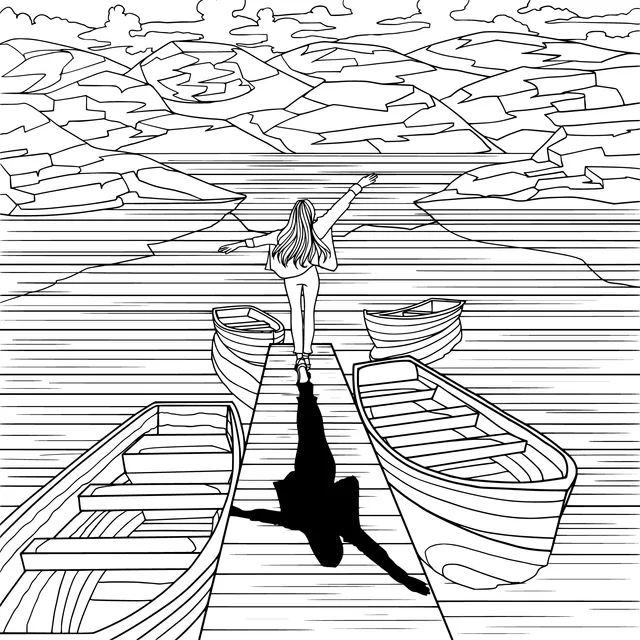 A Relaxing Figure by the Pier