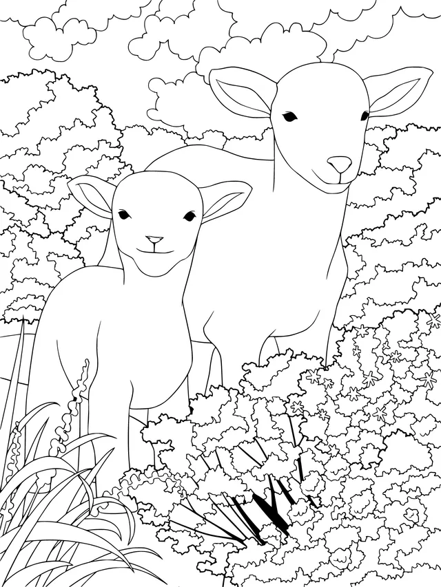 Two Lambs in the Countryside