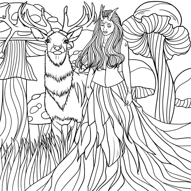 The Fairy and the Deer in the Forest