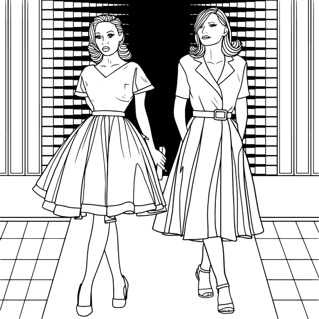 Two ladies in stylish dresses