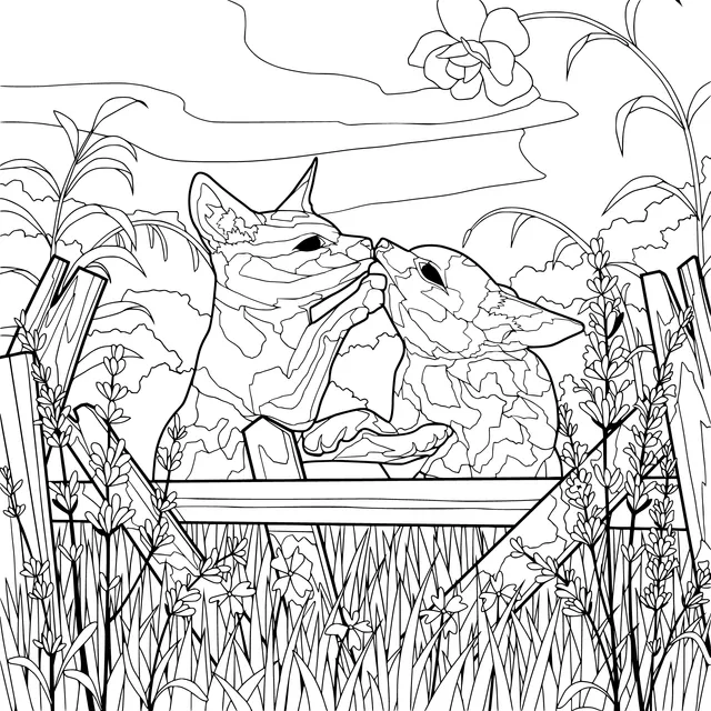 Affectionate Puppies by the Fence