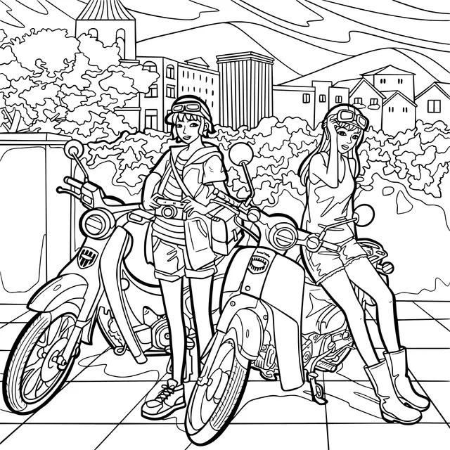 Two Girls and Scooters