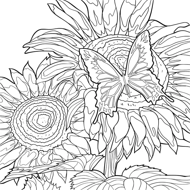 Butterfly on Sunflowers