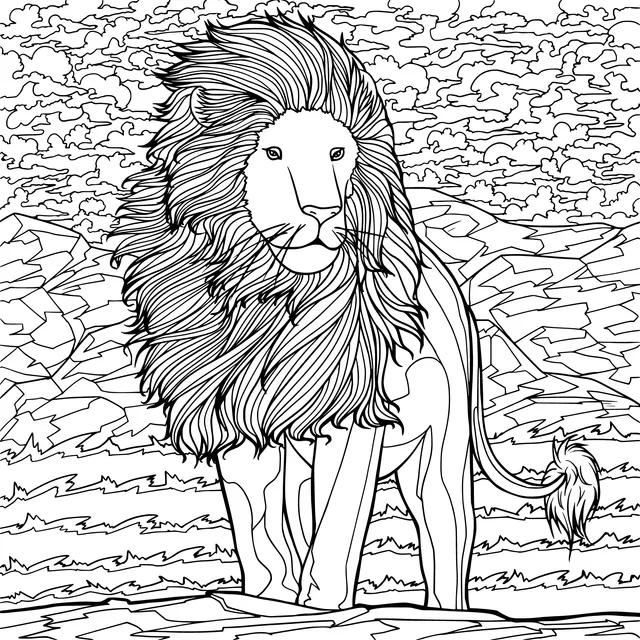Lion on the Grassland