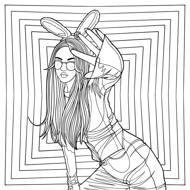 Fashionable Girl with Bunny Ears Headband