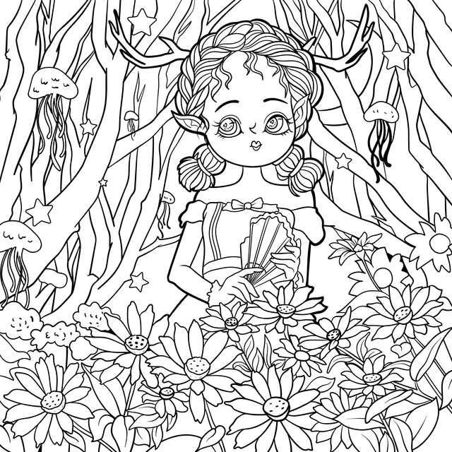 Elven Maiden in the Flower Bed