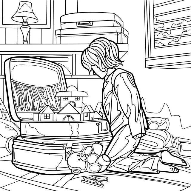 Child organizing a toy box