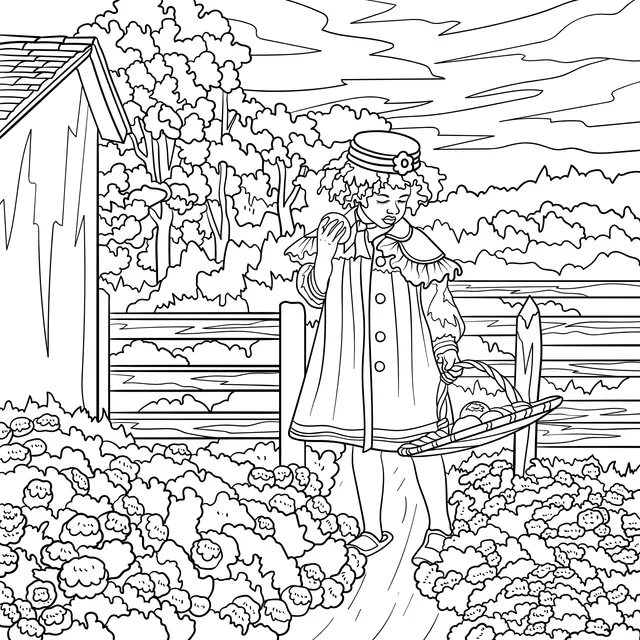 Girl with a Basket in the Countryside