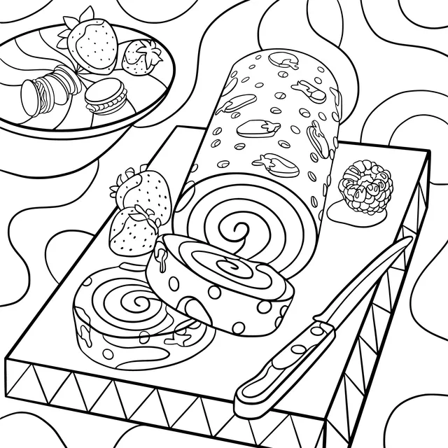 Illustration of Strawberry Cake Roll