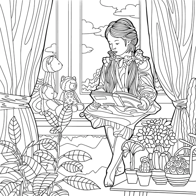 Girl reading by the window