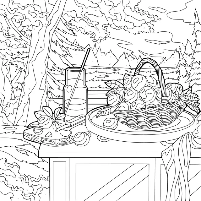 Outdoor fruit picnic scene
