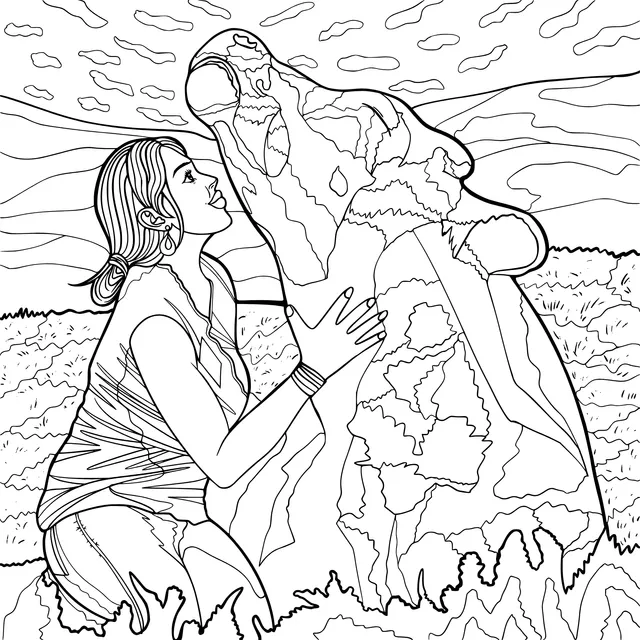 Intimate interaction between a woman and a cow