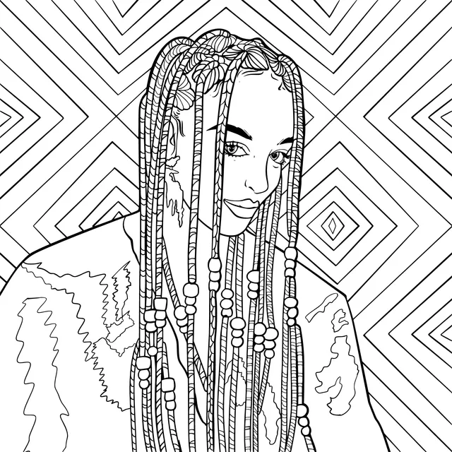 Person with colorful beaded braids