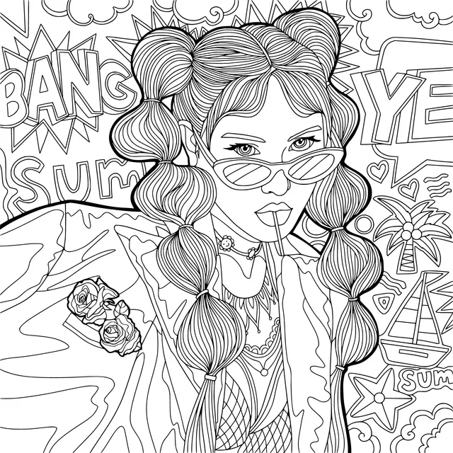 Stylish and Playful Girl Illustration
