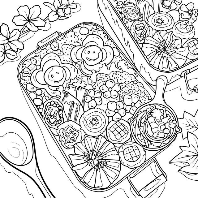 Exquisite Bento Themed Coloring Page