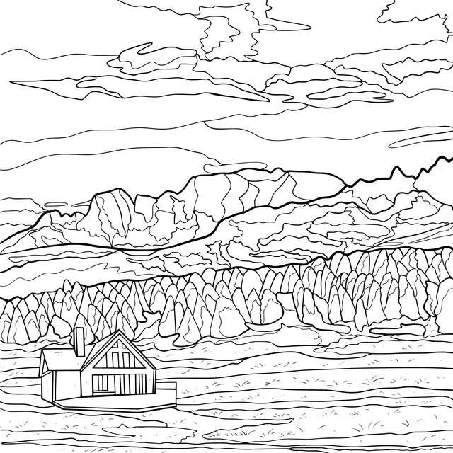 Cottage in Pastoral Mountains