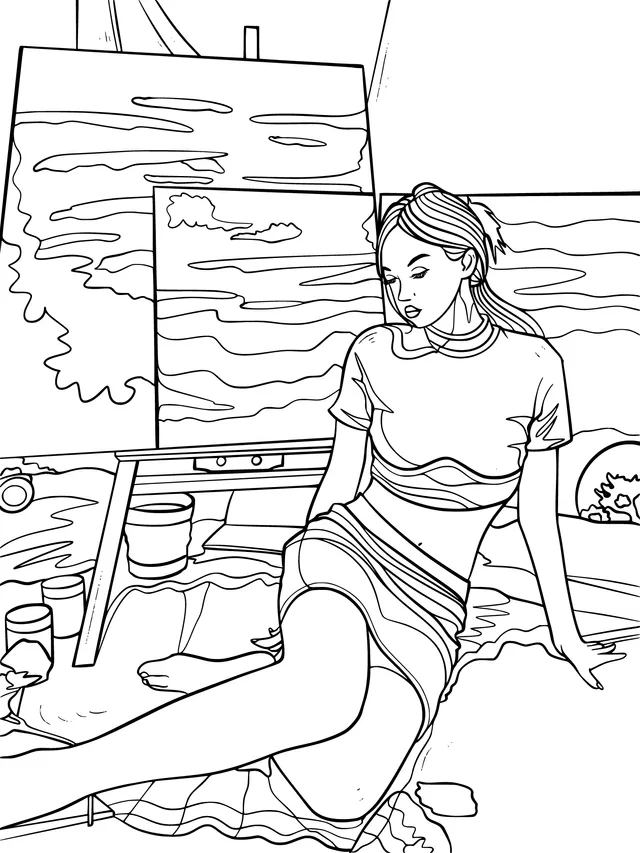 Woman resting while painting