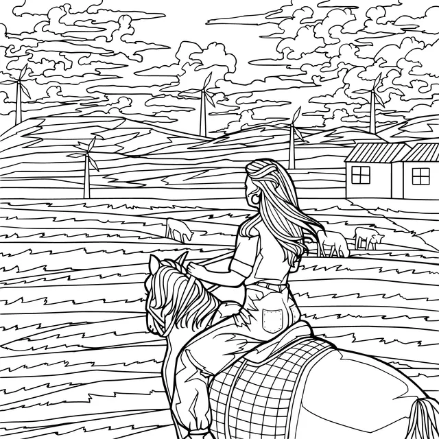 Woman riding a horse on the grassland