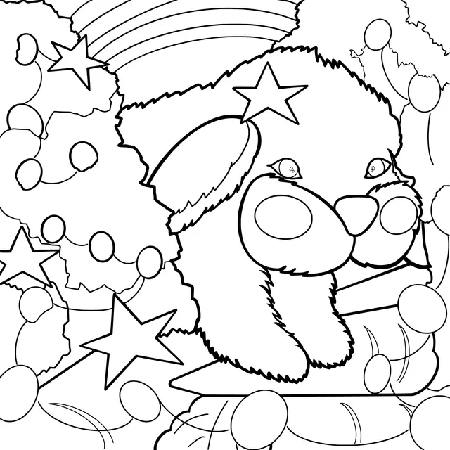 White Rabbit Surrounded by Colorful Stars