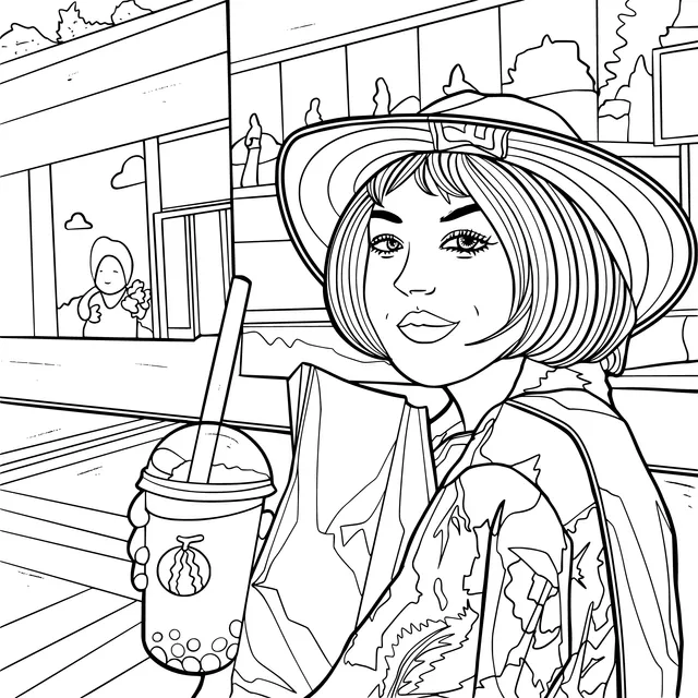 Woman holding bubble tea and a paper bag
