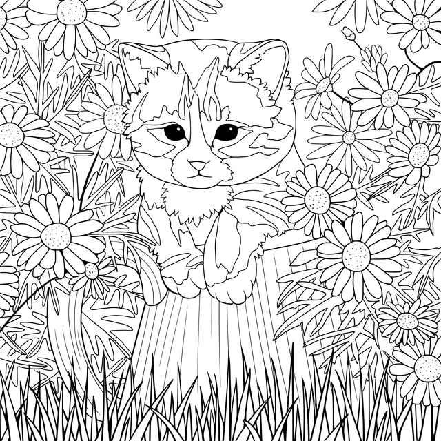 Cat in the flower - bed