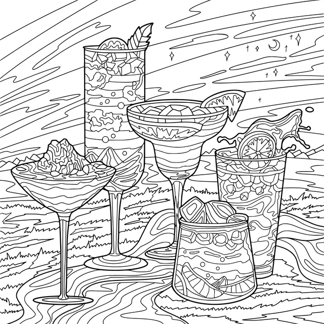 Colorful Cocktails under the Night Sky