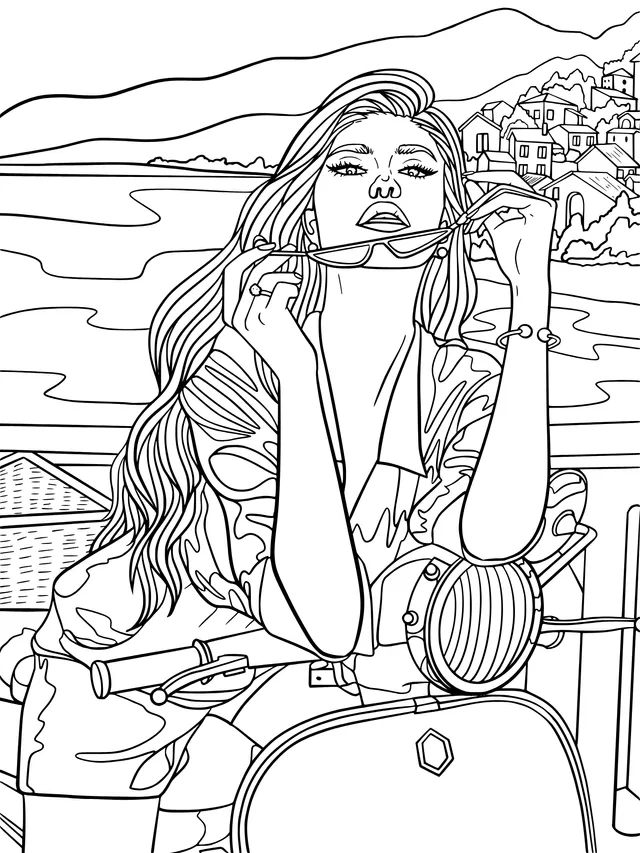 Woman on a pink scooter